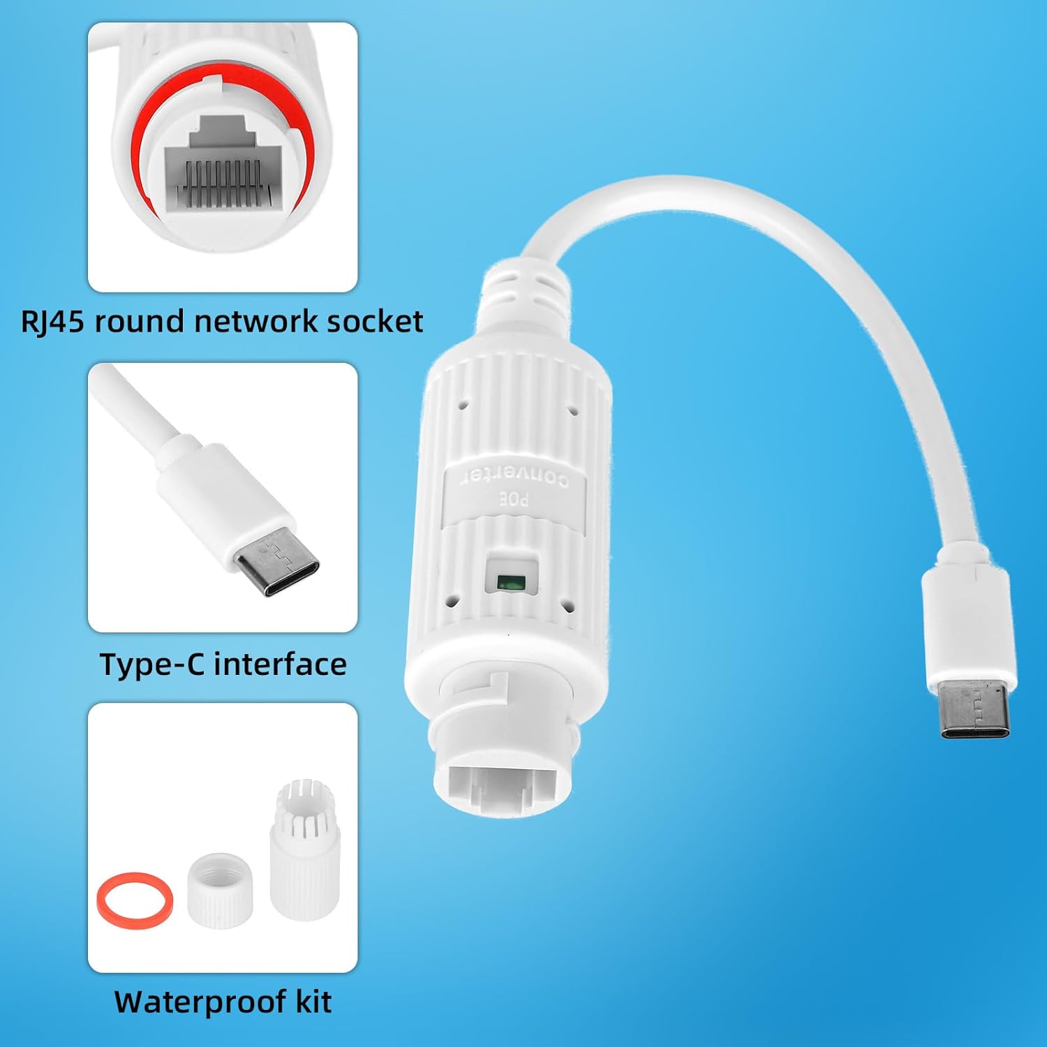 Outdoor Power Adapter - POE to USB-C Power Converter Outdoor